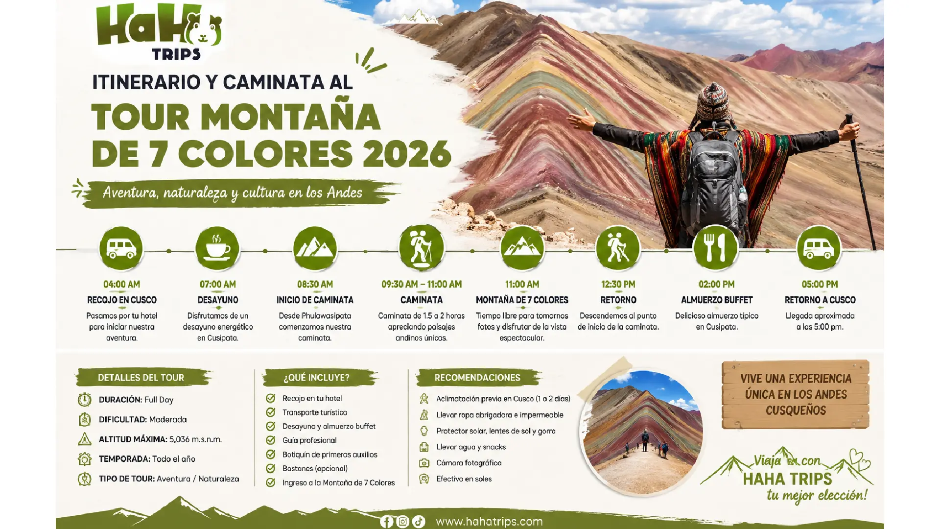 Itinerario y caminata al Tour Montaña de 7 Colores 2026